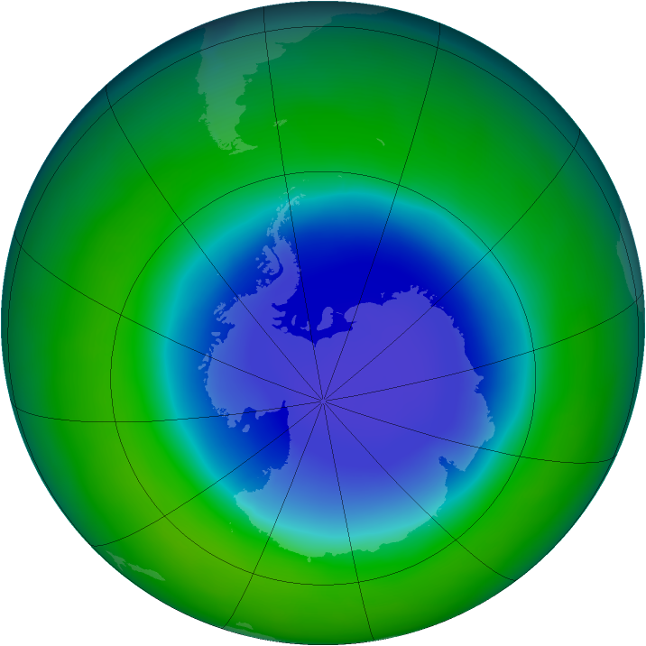 Antarctic ozone map for November 2008